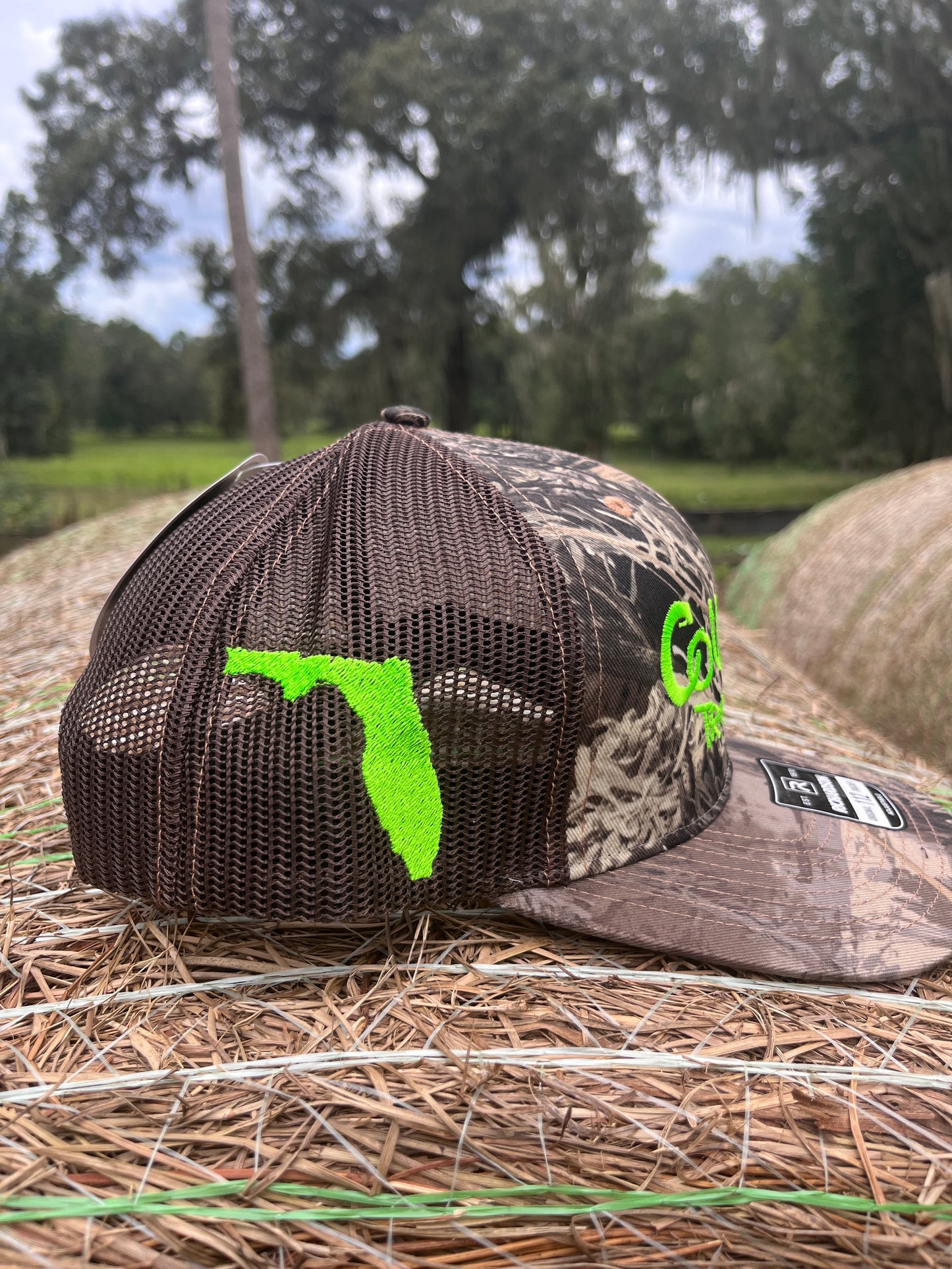 Original Logo Neon Green Stitch Realtree Camo Trucker Hat