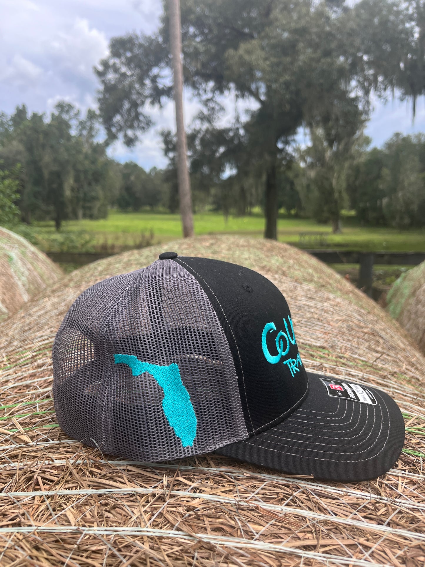 Original Logo Teal Stitch Black/Charcoal Grey Trucker Hat