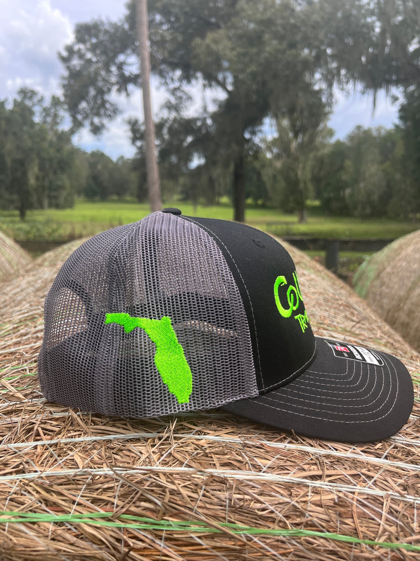 Original Logo Neon Green Stitch Black/Charcoal Trucker Hat