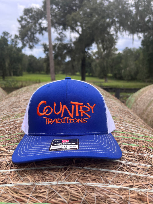 Original Logo Orange Stitch Royal Blue/White Trucker Hat