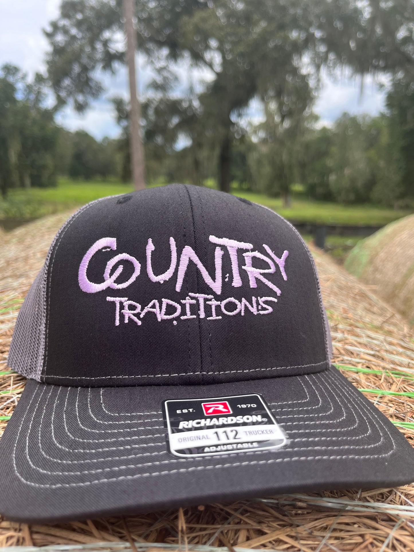 Original Logo Lilac Stitch Black/Charcoal Trucker Hat