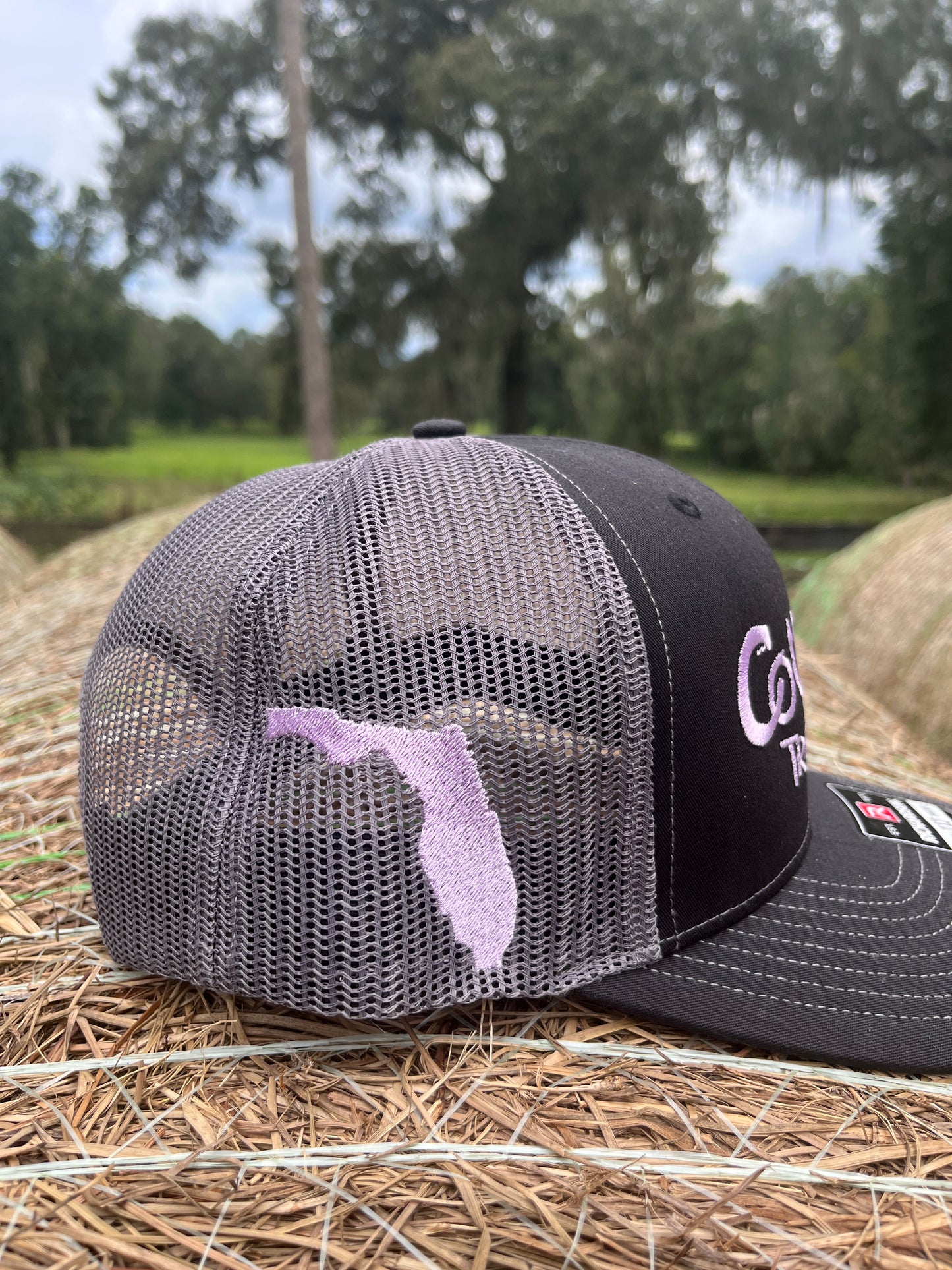 Original Logo Lilac Stitch Black/Charcoal Trucker Hat